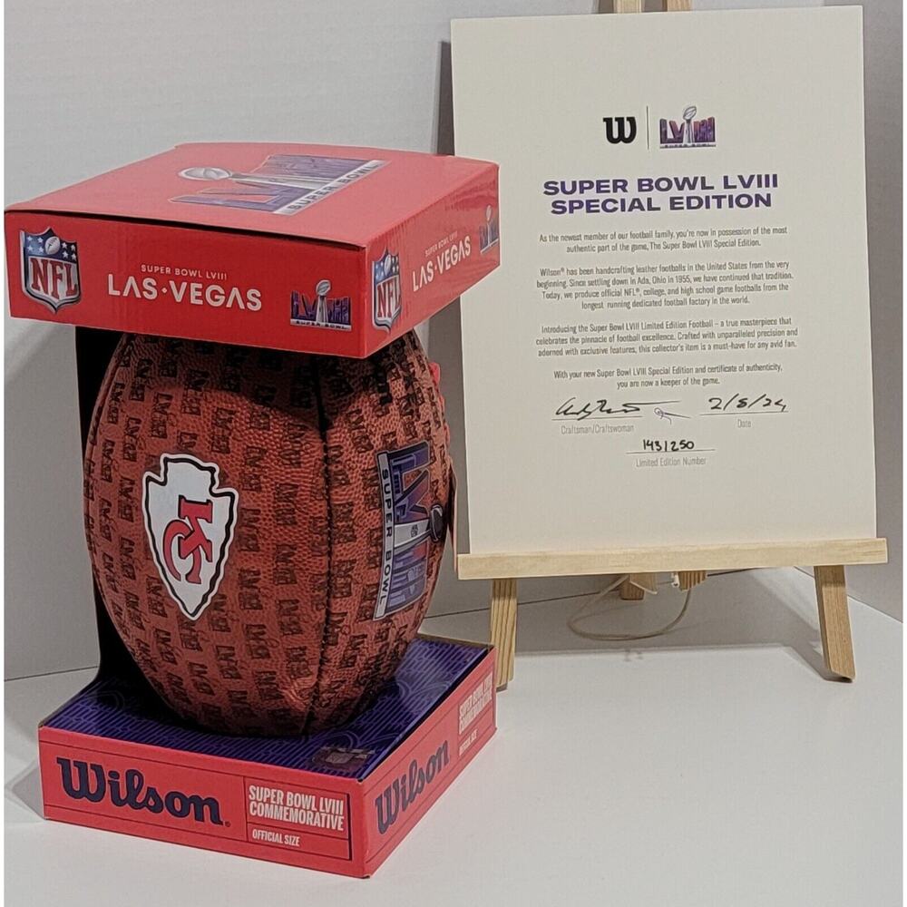 SUPER BOWL LVIII 58 LIMITED EDITION KANSAS CITY CHIEFS WILSON FOOTBALL- 250 MADE